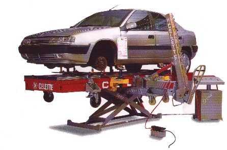 Richtbank mit aufgesetztem Wagen